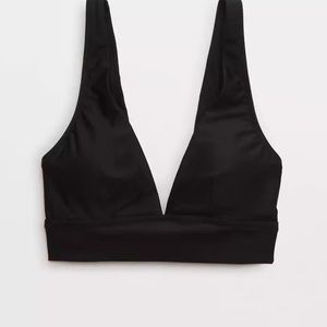 Aerie NWT size Large black plunge bikini top